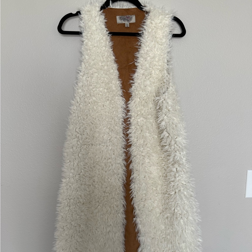 Boho Faux Fur Vest in Cream